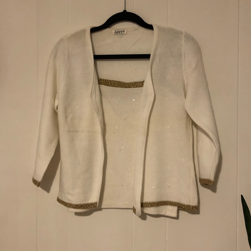 Knit cardigan and tank set